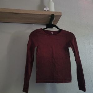 Aura Ribbed Tee color wash dark red size M/L Gym Top